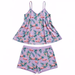 Babydoll Sleep Set Aop Lilac Flamingo Flatlay