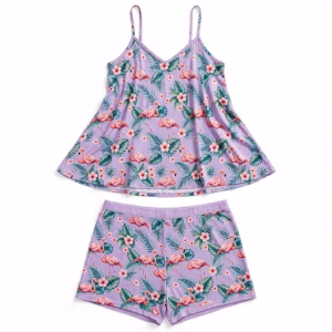 Babydoll Sleep Set Aop Lilac Flamingo Flatlay