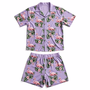 Chemise Set Aop Lilac Flamingo Flatlay