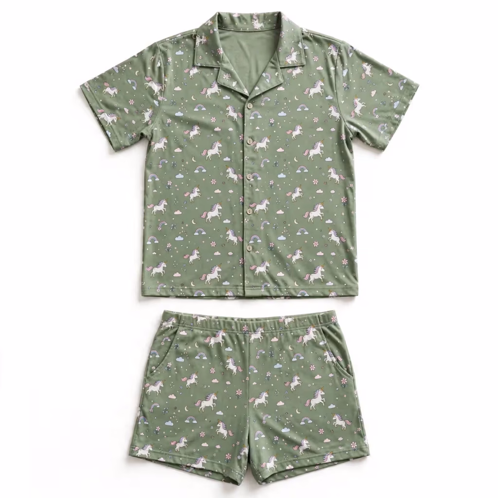 Chemise Set Aop Sage Unicorn Flatlay