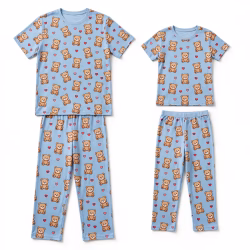 Couples Pyjama Aop Sage Cloud Flatlay