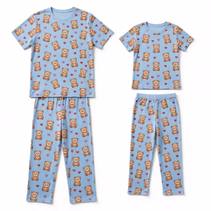 Couples Pyjama Aop Sage Cloud Flatlay