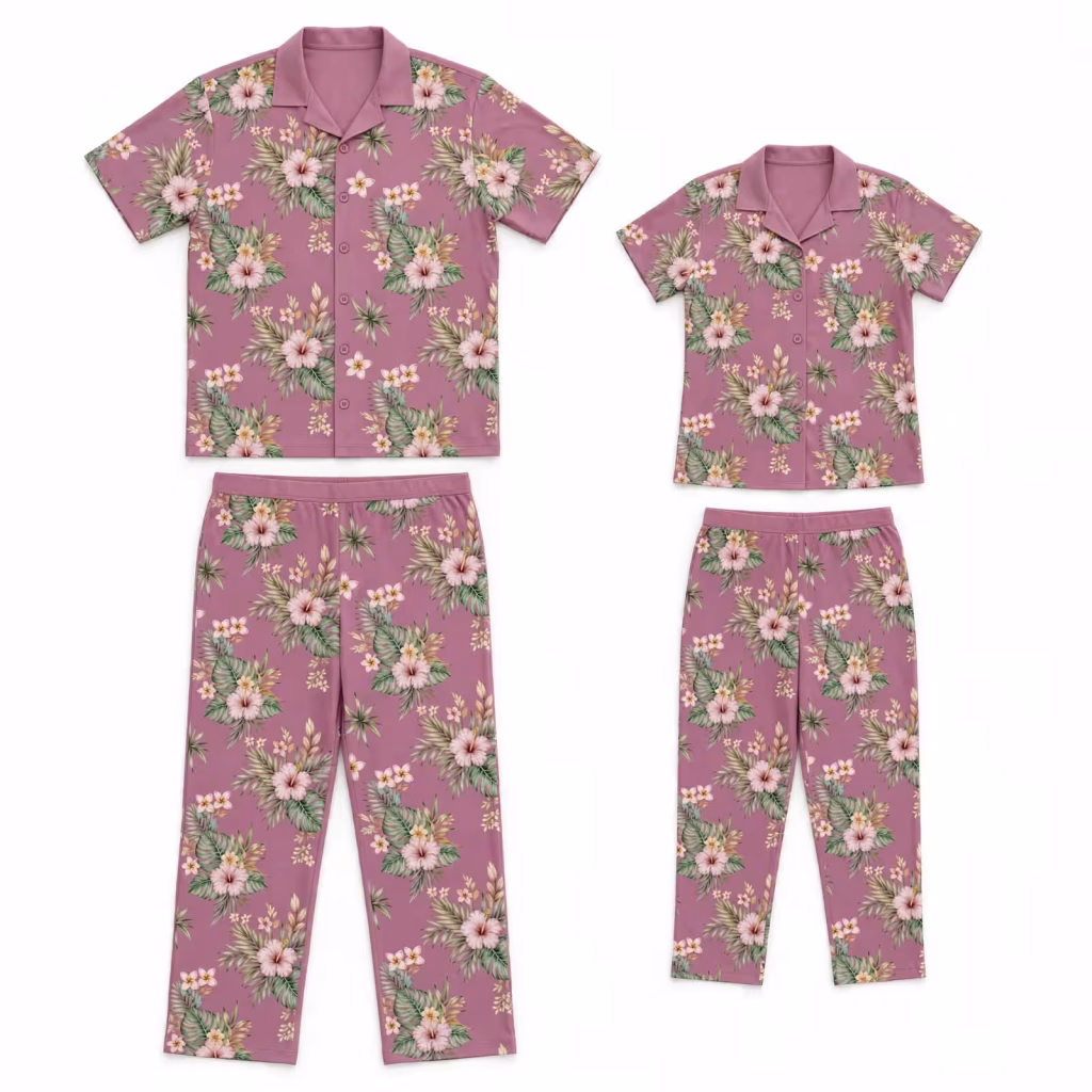 Couples Pyjama Aop Yellow Unicorn Flatlay