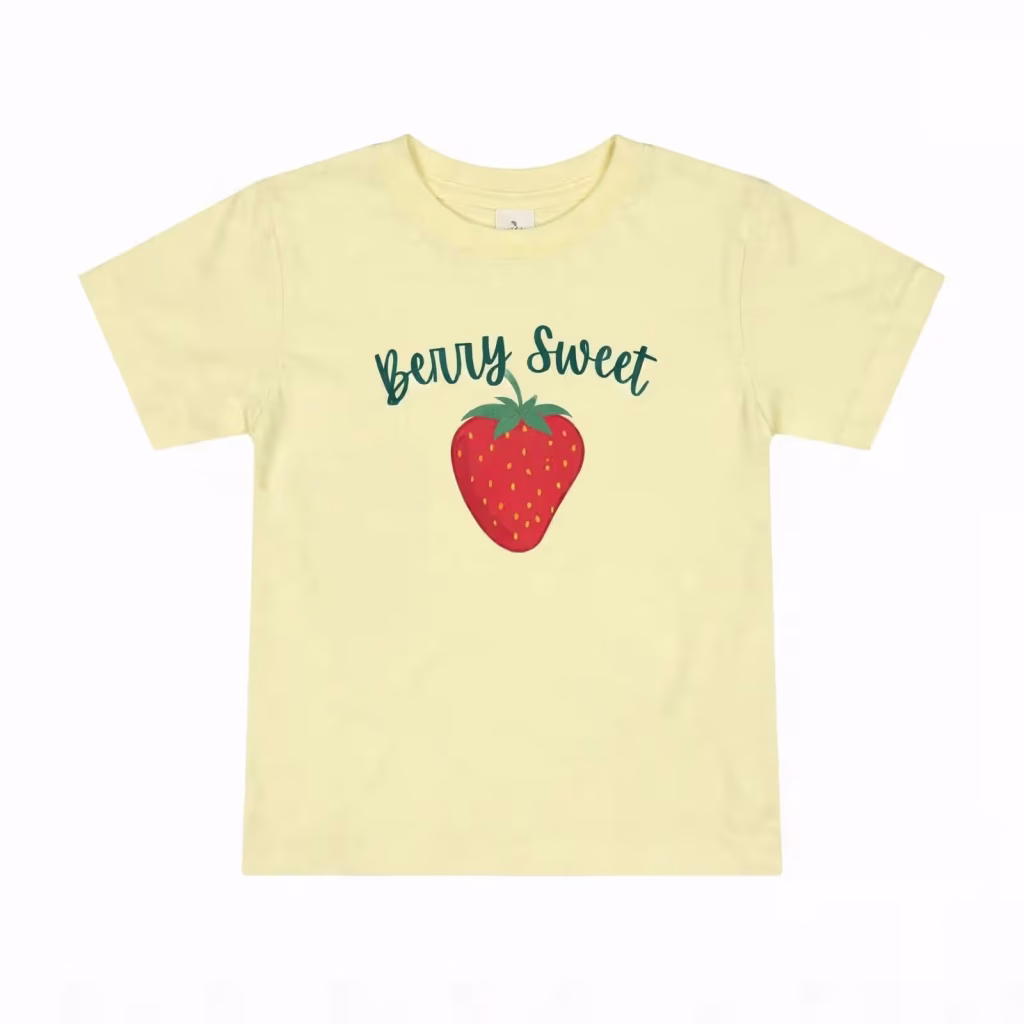 Custom Baby Tee Printed Baby Tee Strawberry Print Toddler Tee Manufacturer