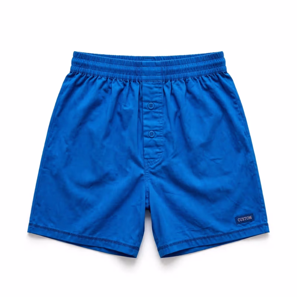 Custom Boxer Shorts Wholesale Bright Blue Cotton Boxer