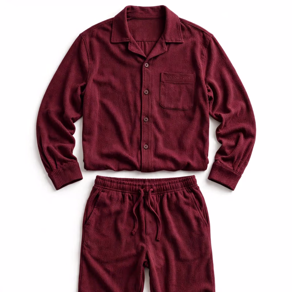 Custom Button Up Pyjama Set Wholesale Supplier Jersey Pajama Set Bulk