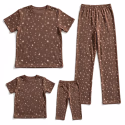 Custom Family Pyjama Aop Single Jersey Supplier Flatlay