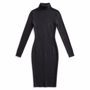 Custom Fitted Knit Dress Mock Neck Sweater Dress Bulk