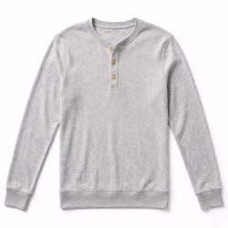 Custom Heather Grey Jersey Henley Top Long Sleeve Bulk