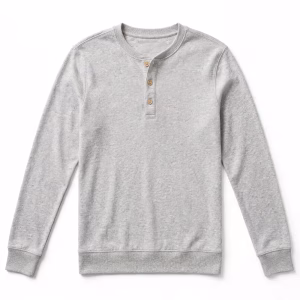 Custom Heather Grey Jersey Henley Top Long Sleeve Bulk