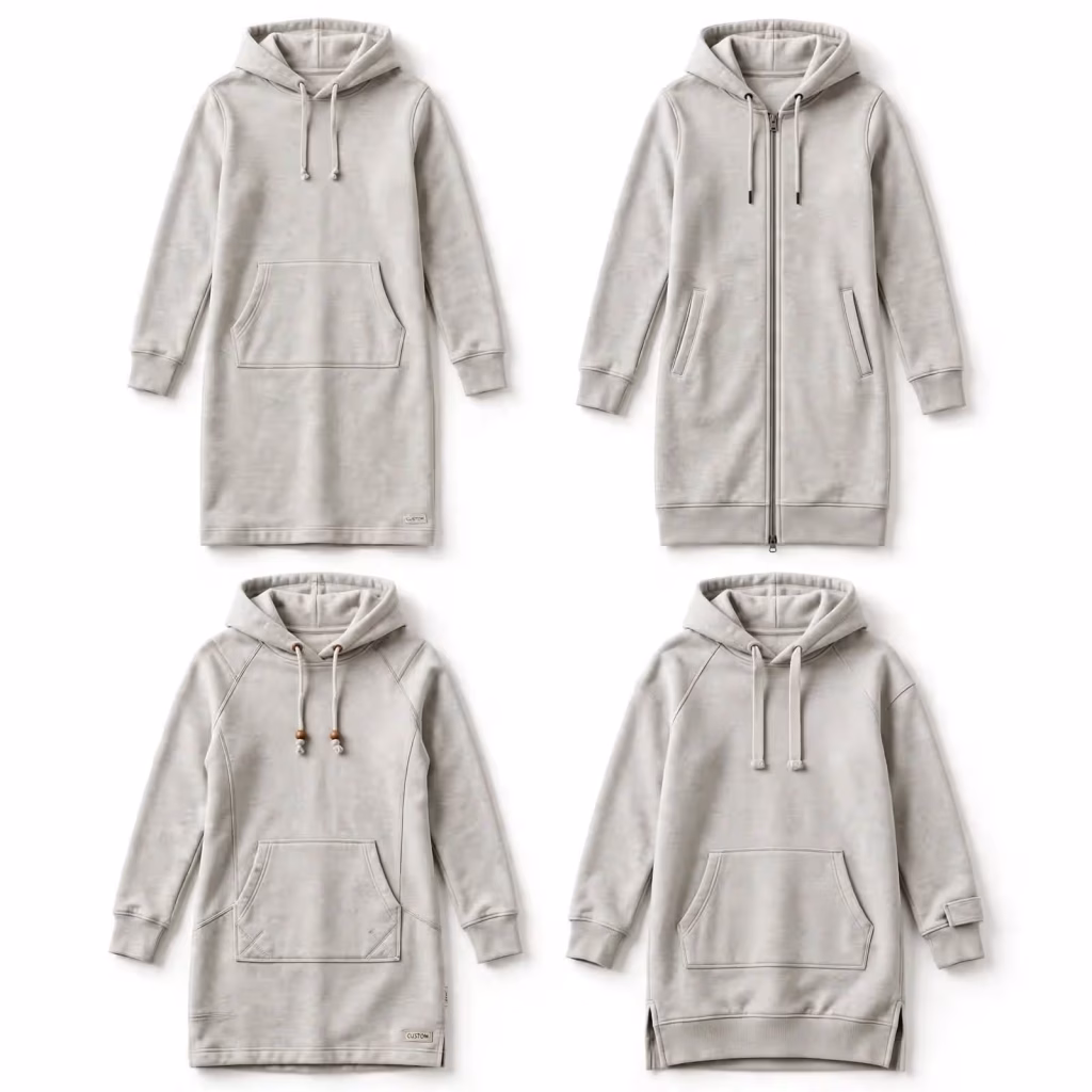 Custom Hoodie Dress Zip Up Hoodie Dress Bulk