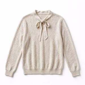 Custom Knit Blouse Tie Neck Long Sleeve Classic Top Supplier