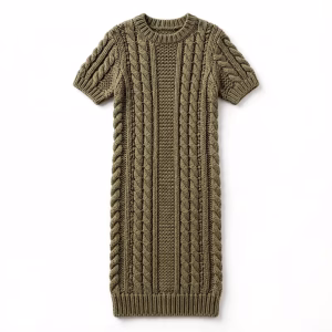 Custom Knit Midi Dress Wholesale Short Sleeve Knitted Dress