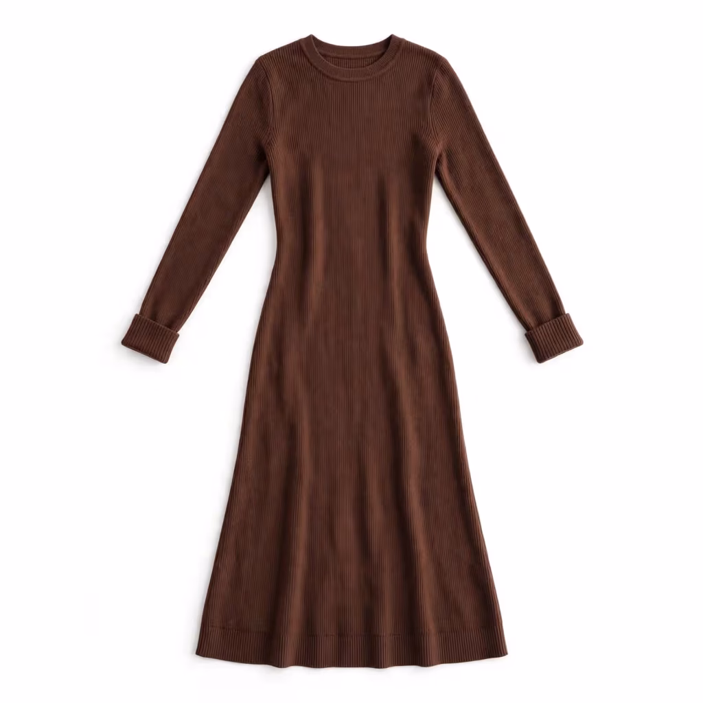 Custom Long Sleeve Ribbed Sweater Dress Bulk Supplier