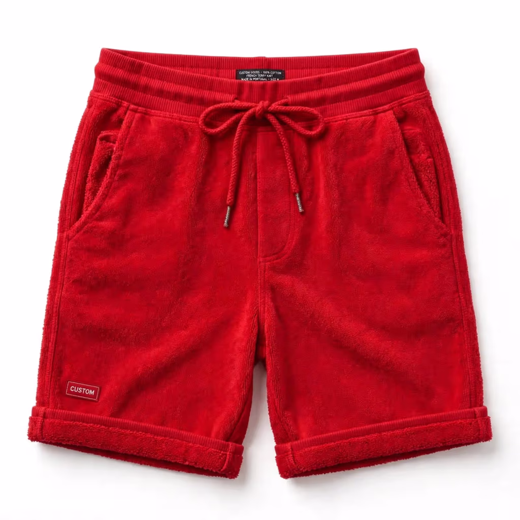 Custom Lounge Shorts Wholesale Crimson Red Terry Shorts