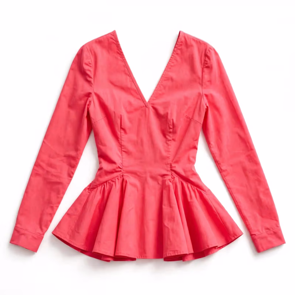 Custom Peplum Top V Neck Long Sleeve Flare Top Women