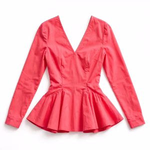 Custom Peplum Top V Neck Long Sleeve Flare Top Women
