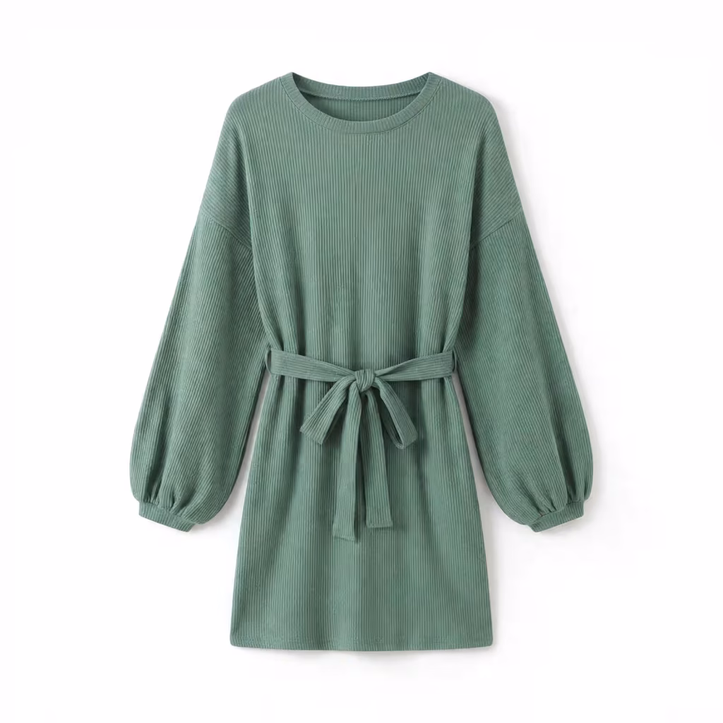 Custom Relaxed Knit Dress Balloon Sleeve Knit Dress Wholesale