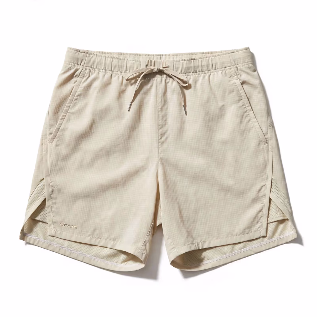 Custom Running Shorts Supplier Beige Lightweight Shorts Bulk