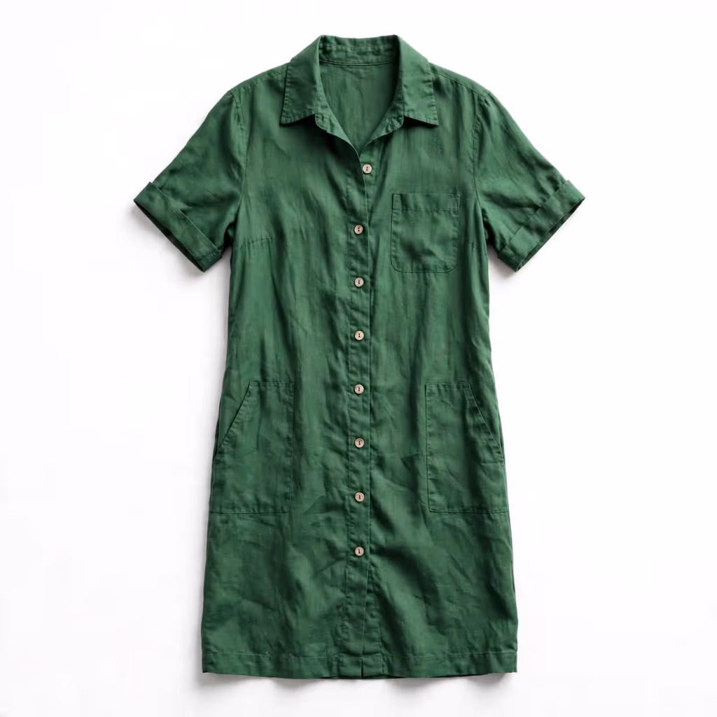 Custom Shirt Dress Collared Short Sleeve Dress Bulk Supplier