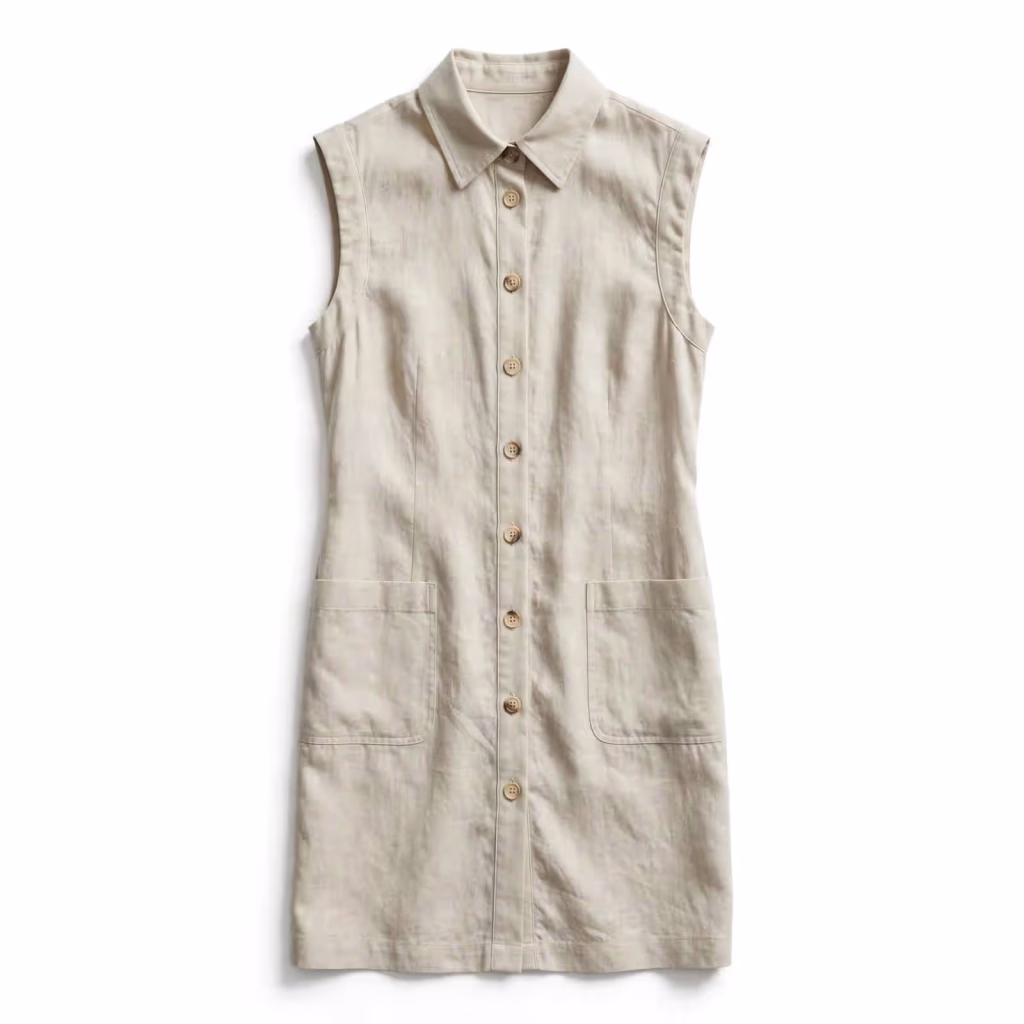 Custom Shirt Dress Sleeveless Button Down Dress Manufacturer