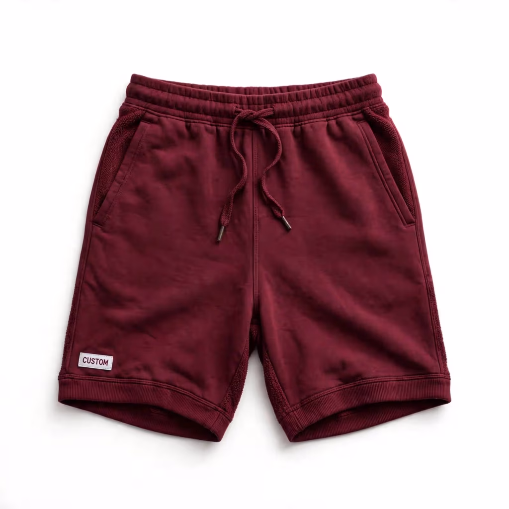 Custom Sweat Shorts Wholesale Burgundy Maroon Sweat Shorts