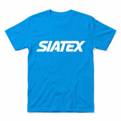 Custom T Shirt Wholesale White Logo Print On Cyan Blue