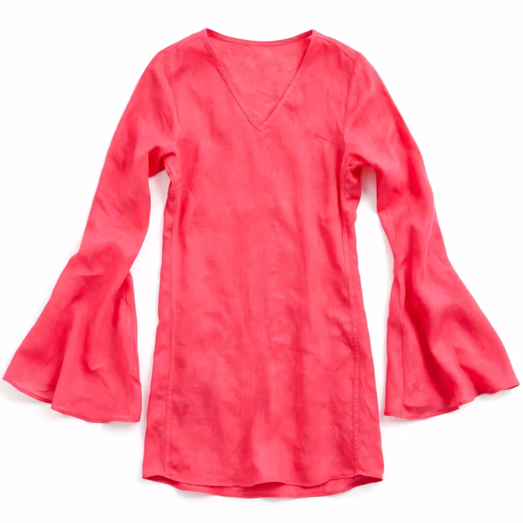 Custom Tunic Top Flared Sleeve V Neck Long Top Women