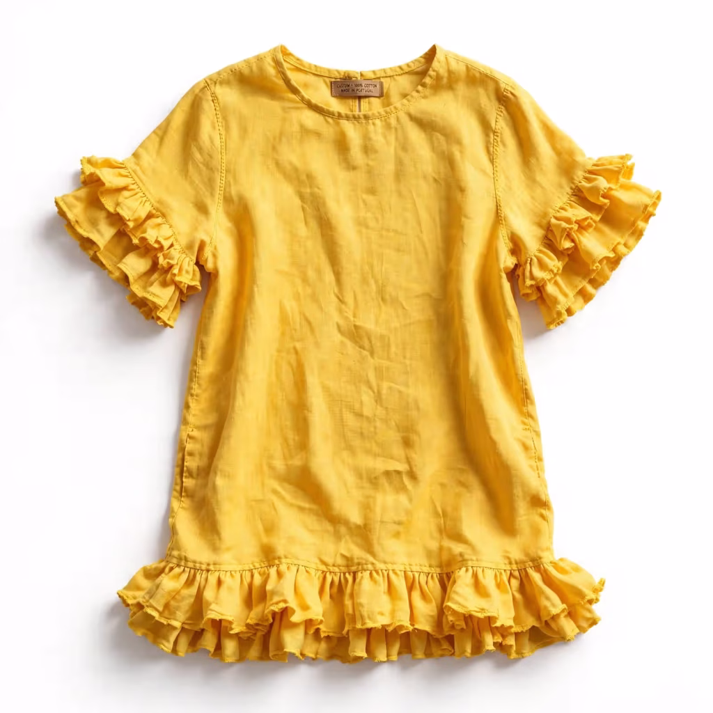 Custom Tunic Top Ruffled Hem Short Sleeve Top Wholesale