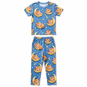 Custom Two Piece Short Sleeve Pyjama Set Manufacturing Bangladesh