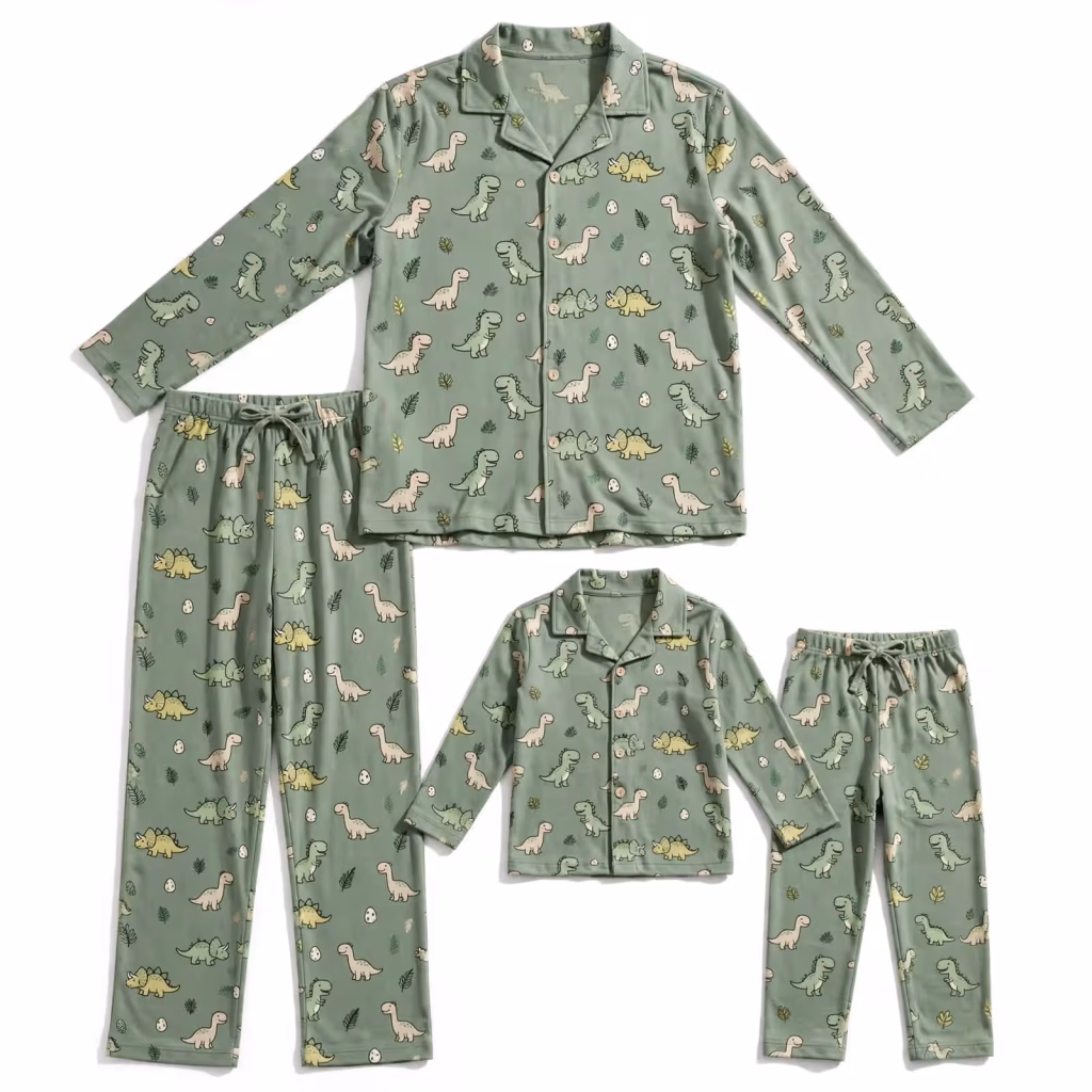 Family Pyjama Set Aop Single Jersey Bulk Flatlay Full