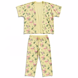 Kaftan Pyjama Set Aop Lemon Flamingo Flatlay