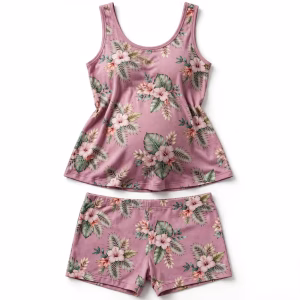 Maternity Pyjama Set Aop Single Jersey Mauve Floral Flatlay