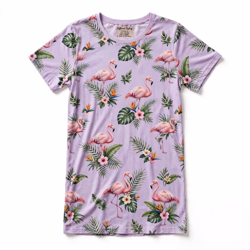 Nightshirt Set Aop Lilac Flamingo Flatlay