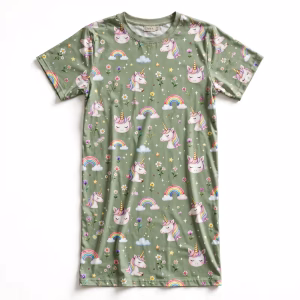 Nightshirt Set Aop Sage Unicorn Flatlay