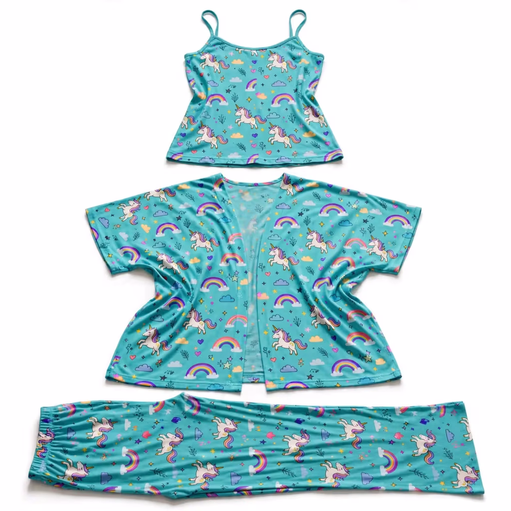 Three-piece pyjama manufacturing and quality inspection
