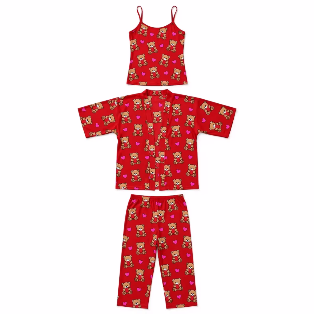 Custom three-piece pyjama set manufactured in Bangladesh