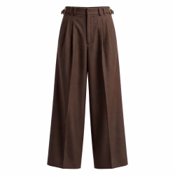 Unisex Chocolate Brown Pleated Wide Leg Casual Trousers Manufacturer In Bangladesh