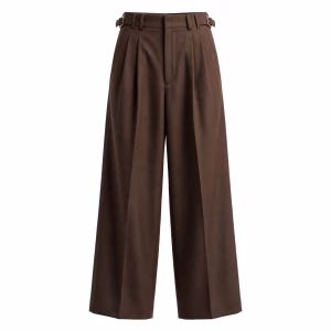 Unisex Chocolate Brown Pleated Wide Leg Casual Trousers Manufacturer In Bangladesh