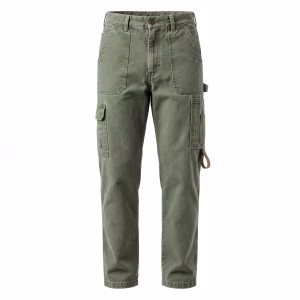 Unisex Sage Moss Garment Dyed Canvas Utility Pants Manufacturer