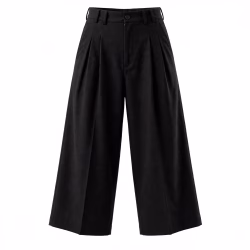 Women's Black Cropped Pleated Wide Pants Manufacturer Bangladesh