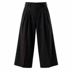 Women's Black Cropped Pleated Wide Pants Manufacturer Bangladesh