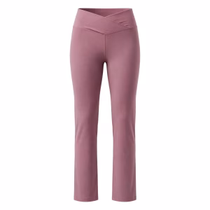 Women's Dusty Mauve Crossover Straight Leg Yoga Pants Manufacturer