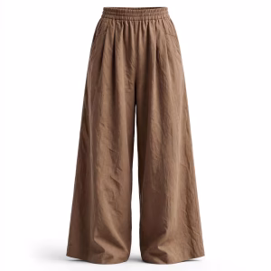 Women's Mocha Wide Elastic Pants Manufacturer Bangladesh Linen
